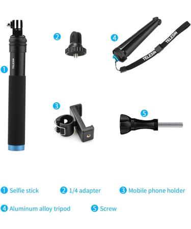 AFAITH Aluminum Alloy Selfie Stick for GoPro, Insta360, DJI OSMO Action - Waterproof Handheld Monopod with Stable Tripod - Buy Online on SooperMarket.com