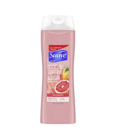 Suave Essentials Body Wash for Women for Gentle Exfoliation Grapefruit Sugar Paraben-Free and Cruelty-Free 15 oz