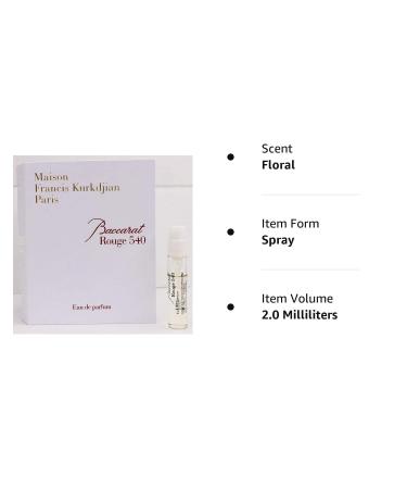 Maison Francis Kurkdjian BACCARAT ROUGE 540 Eau de Parfum 2ml Vial Spray - Floral Scent | 0.06 Fl Oz - Buy Online on SooperMarket.com