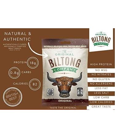 Biltong Taste Box: Original, Smoky BBQ, Piri Piri & Garlic - High Protein, Low Fat Savoury Snack (12 x 30g) - Gluten & Nitrate Free - Buy Online on SooperMarket.com