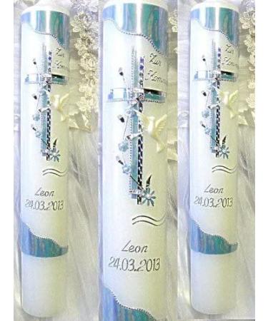 kerzenzauber-lusine VT-34 baptism/communion candles for boys or girls 400/40 mm including accessories for labelling the candle