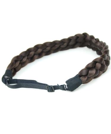 DIGUAN Synthetic Hair Braided Headband - Chunky Wide Plaited Braids Hairpiece in Chocolate - Buy Online on SooperMarket.com