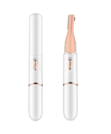 Electric Eyebrow Trimme Double Blade Eyebrow Trimmer Pivoting Head Facial Hair Remover with Grooming Comb Eyebrow Shaver Rechargeable Trimmer for Women Eyebrows Lips White 1 Set