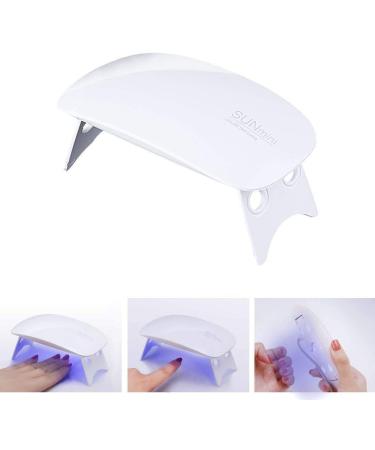 SUNmini 6W LED UV Nail Dryer Curing Lamp Light Portable Quick Drying Manicure/Pedicure 2 Timing Setting 45s/60s UV LAMP with USB (White)