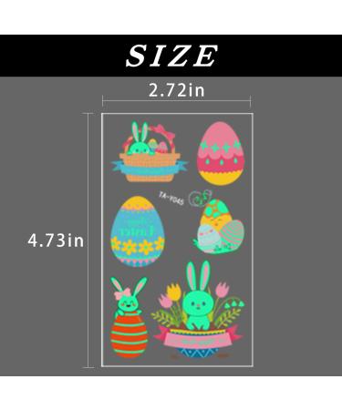 Easter Glow Temporary Tattoos - 73 Luminous Bunny Designs for Kids | Rabbit, Carrot, Eggs, Chick | Fun Party Favors - Buy Online on SooperMarket.com