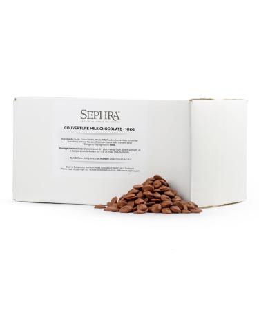 Sephra Premium Fountain Ready Couverture Chocolate 10kg (Milk Chocolate) Choc Buttons For Chocolate Fountains Fondue Drizzling Coating Enrobing - Gluten Free Halal Vegetarian