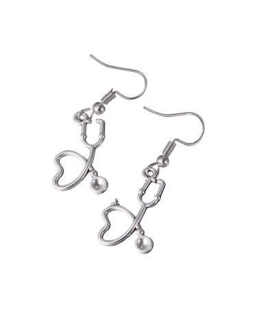 PRETYZOOM 1 Pair Earrings Heart Hoop Silver Earring Heart Pendant Ear Decoration Lugs for Women Decoration for Ear Stethoscope Delicate Ear Pendant Ear Drop Alloy Nurse Decorate Medical