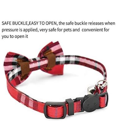 AIXI Cat Collar Breakaway with Bow Tie & Bell 2 Pack - Adjustable 7.8-10.5 Inch - Pink & Red - Buy Online on SooperMarket.com