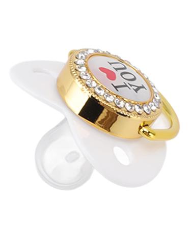 Non-Toxic Baby Pacifier Set with Chain Clip - Attractive White Pacifiers for Photo Shoots | International Shipping Available - Buy Online on SooperMarket.com