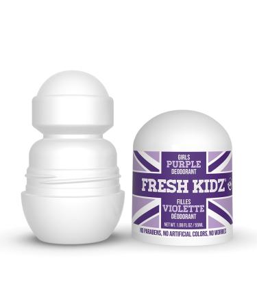 Fresh Kidz Roll On Deodorant for Kids and Teens - Baking Soda and Aluminum-free 24 Hour Protection for Sensitive Skin - Girls "Purple" 1.86 fl.oz. (2 Pack) 1.86 Fl Oz (Pack of 2) - Buy Online on SooperMarket.com