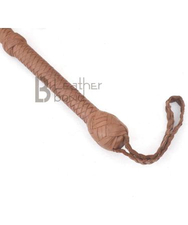 10ft 8 Plait Natural Tan Leather Bullwhip | Indiana Jones Style | Real Cowhide Leather - Buy Online on SooperMarket.com