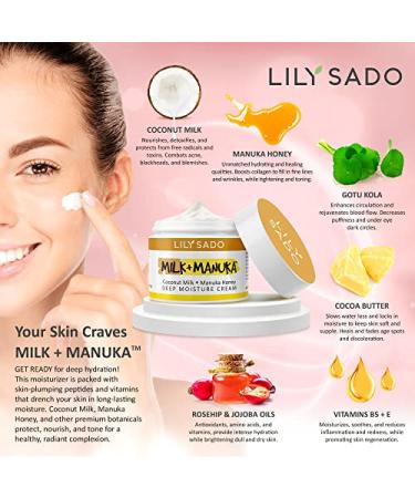 Lily Sado Milk + Manuka Coconut Milk & Manuka Honey Face Moisturizer - Anti-Aging Daily Facial Cream with Cocoa Butter - Organic & Cruelty-Free - Buy Online on SooperMarket.com