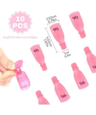 Hanyousheng Acrylic Gel Polish Clips - 10 PCS Nail Art Remover Soak Off UV Manicure Wrap Tool in Rose Red - Buy Online on SooperMarket.com
