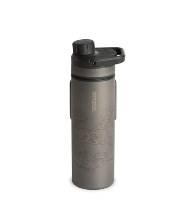 GRAYL Titanium UltraPress 500ml Water Filter Bottle Covert Black - Filter for Hiking Camping Survival Travel