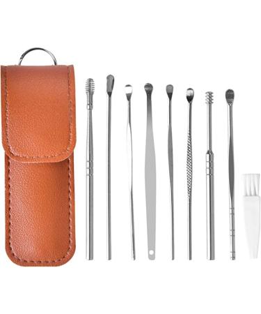 9 Pcs Ear Pick Earwax Removal Kit Ear Cleaning Tool Set for Adults Ear Curette Ear Wax Remover Tool with Cleaning Brush and Storage Bag