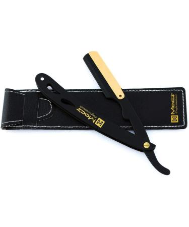 Premium BLACK & GOLD Stainless Steel Straight Edge Barber Razor - Exchangeable Blade Safety Razor - Macs-045B - Buy Online on SooperMarket.com