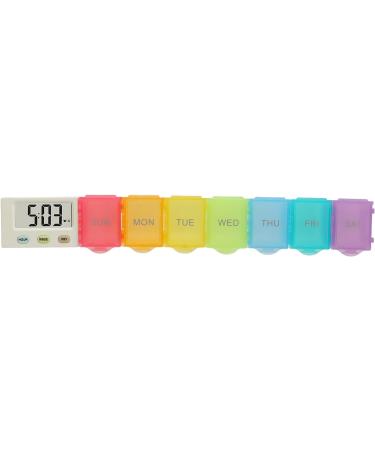 Portable Electronic Vitamin Planner 7 Color Weekly Medicine Dispenser with Detachable Cups for Elderly and Travelers - Buy Online on SooperMarket.com