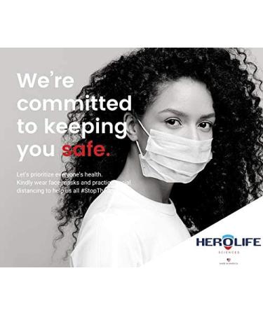 HERO LIFE 3 Ply Safety Disposable Face Masks Made in USA - Box of 50 - Fog Resistant Breathable Non-Woven Mouth Cover - Buy Online on SooperMarket.com