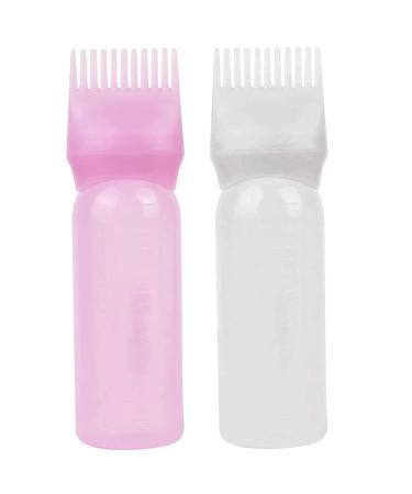 Hair Dye Brush Bottle (2 Pcs) Root Comb Applicator Bottle Hair Colouring Dye Applicator Scalp Treatment Bottle Plastic Squeeze Bottles for Hair Colouring Dye and Scalp Treatment Hair Tools Accessories