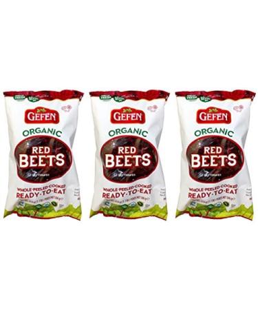 Gefen Organic Red Beets, Whole, Peeled, Cooked & Ready to Eat, 1.1lb (3 Pack)