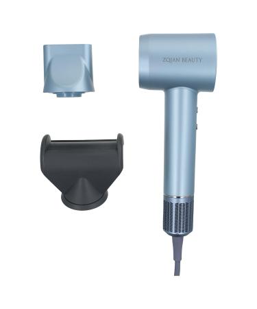 Hair Dryer High Speed Hair Dryer 200 Million Negative Ionic Hair Dryer Low Noise Hairdryer (Silver Blue with Concentrator Nozzle Pro and Anti-Flight Flyaway Attachment Nozzle)
