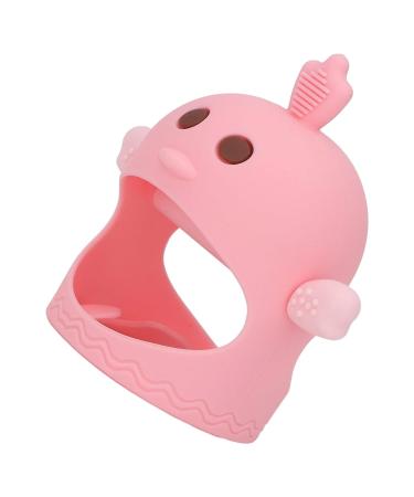 Silicone Chick Shape Baby Teether with 2 Teether Stems - Cherry Powder Color - Daytime and Nighttime Teething Relief - Cute and Safe Chew Toy - Buy Online on SooperMarket.com