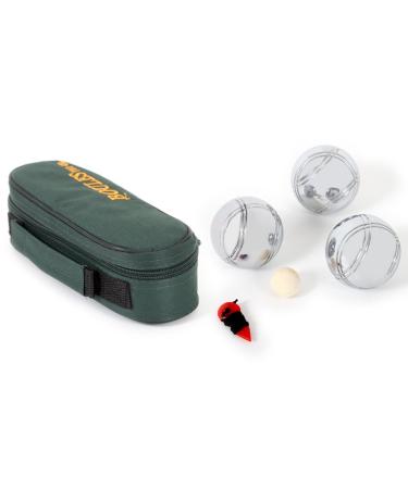 Sportside - Petanque bag with 3 balls - skill and outdoor game - Boules game - Triplette - 040021 - metal - steel - 22 cm - sporting goods