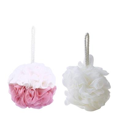 ZONGR Mesh Poufs Bath And Shower Sponge Loofahs Balls Exfoliating Mesh Shower Supplies 2Pack