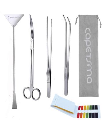capetsma Aquascape Tools Long Stainless Steel Aquarium Plant Tools Aquarium Tweezers Scissors Spatula Tool Set Bonsai Kit Algae Scrapers Aquarium Cleaning Kit for Fish Tank Starter kit