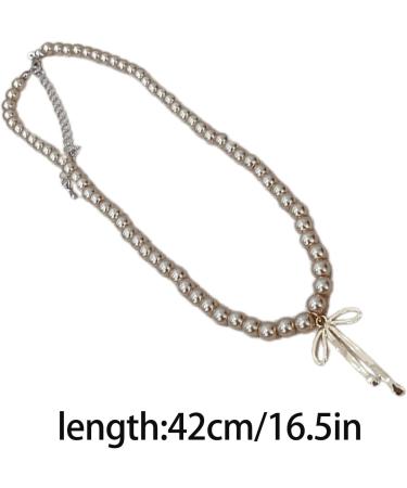 Elegant Gray Necklace for Women | Adjustable Collarbone Chain with Brown Pearl | Oralgos Jewelry Accessory - Buy Online on SooperMarket.com