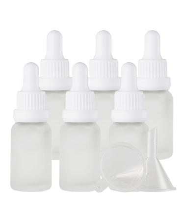 Zeoabsy 6 pieces 15 ml frosted clear glass pipette bottle with white originality lock pipette ring empty clear glass bottle glass pipette drip bottles for essential oils aromatherapy 15ml transparent