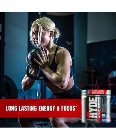 Hyde-Nitro X Pre-Workout Powder | Extreme Energy Pumps Power & Focus | High Stimulant Pre-Workout | 400mg Caffeine 1g Creatine HCL Teacrine & Nitrosigine | 60 Servings (Blue Razz Popsicle) Blue Razz Popsicle 60 Servings - Buy Online on SooperMarket.com