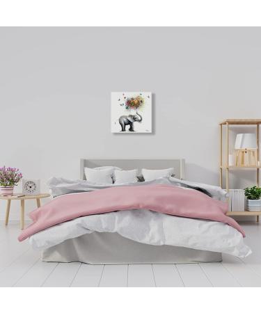 Colorful Butterfly Elephant Nursery Wall Art Print - Heart Balloon Design - 30x30CM Canvas Framed Decor - Buy Online on SooperMarket.com