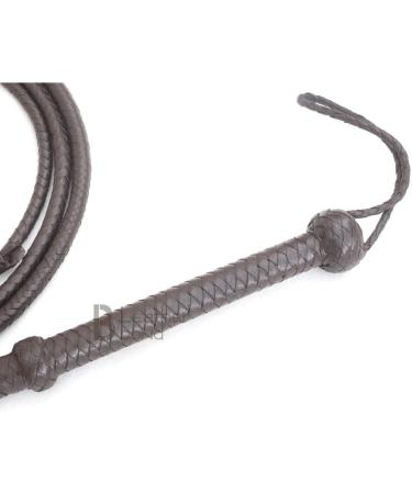 8-Foot Indiana Jones Style Dark Brown Leather Bullwhip - Genuine Cowhide Equestrian Whip - Buy Online on SooperMarket.com