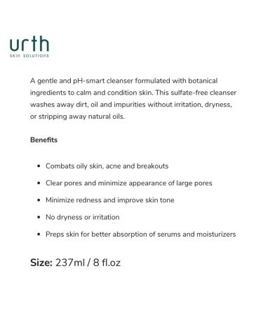 Urth Face Wash with White Tea & Ginseng - Invigorating Daily Cleanser 8oz | Buy Online for Worldwide Shipping - Buy Online on SooperMarket.com