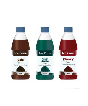 Syrup for Ice Cone Mixed Popular Flavour Syrups can be used with All Slush| Slushie Machines tangy Apple Cola Cherry Each 250 ml (Pack of 3)