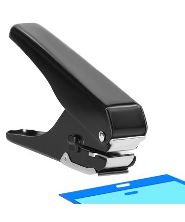 JIKIOU Badge Hole Punch  Upgraded All-Metal Construction Oval Hole Punch  Heavy-Duty Hole Punch for PVC ID Card DIY Crafts Paper Luggage Tag Name Tag Badge Holder(Elliptical Aperture:0.6 x 0.16 inch)