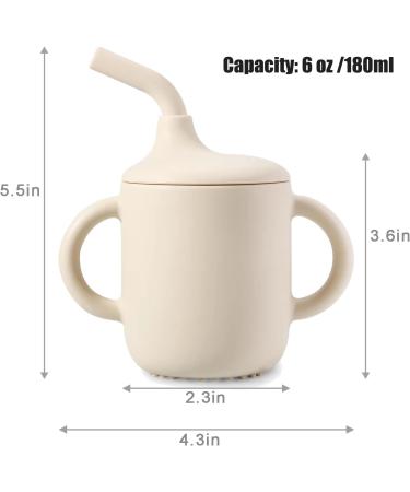 Pandaear Silicone Drinking Cup Set for Babies - 2 Pieces 6+ Months Leak-Proof with Straw & Handle - Buy Online on SooperMarket.com