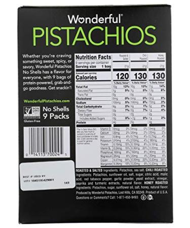 Wonderful Pistachios No Shell Nuts Variety Pack - 9 Count (Roasted & Salted  Chili Roasted  Honey Roasted) - Buy Online on SooperMarket.com