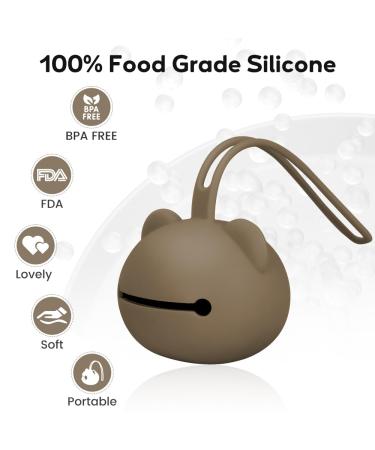 Airfish Silicone Pacifier Box 2 Pack | BPA-Free Baby Bear Pacifier Bag | Travel Slider & Storage Box for Girls | Beige & Brown - Buy Online on SooperMarket.com