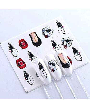 Nail Angel Water Decals - 9 Sheets Beauty Transfer Stickers for Nail Art - Unique Lip Patterns for Manicure & Pedicure - 10190 - Buy Online on SooperMarket.com