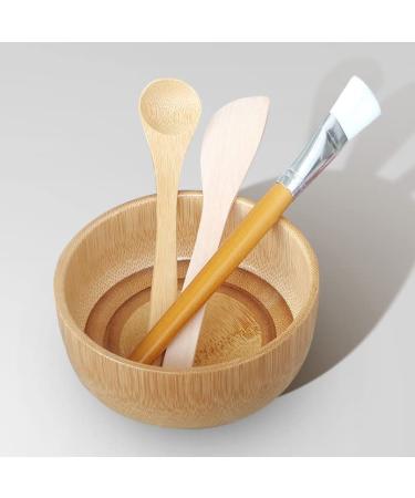 Shop Eco-Friendly Bamboo Mask Mixing Bowl Set with Spoon & Spatula for DIY Skin Care | Ideal for Home & Salon Use - Buy Online on SooperMarket.com