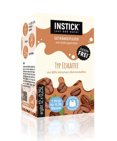 Intick |Sugar -free instant drink - type of ice cream coffee - 12 -be pack for 12 x 0.5 l |Vegan low in calories with vitamin C flavored instant beverage powder taste for milk or water