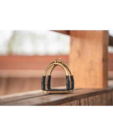 Equinate Safety Bar Charles 12cm Gold | Anti-Slip Rubber Tread Stirrup for Adults & Children | Ankle Relief - 2 Pieces - Buy Online on SooperMarket.com