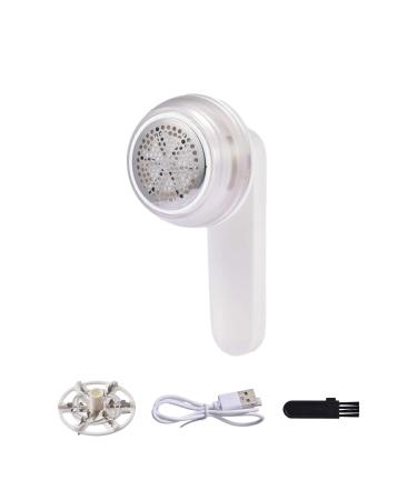 Fabric Lint Shaver Portable Sweater Pilling Remover Sweater Defuzzer Device Rechargeable Lint Shaver Fuzz Total Hairball Eliminator Travel Friendly Laundry Supplies for Pilling White