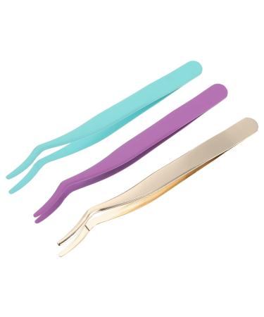 minkissy 3pcs Eyelash Curler Curved Eyelash Applicator Tool Kitchen False Lashes Clips Nose Trimming lash Cluster Eyelashes Applicator Stainless Steel Pointy Auxiliary
