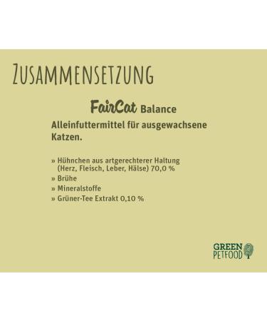 Green Petfood Faircat Balance - Grain-Free Cat Food for Adults | 8 x 85g with Chicken Green Tea & Vitamins C+E - Buy Online on SooperMarket.com