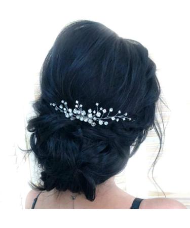 Unicra Bride Silver Wedding Hair Comb | Sparkly Crystal Rhinestone Bridal Hair Accessory - Buy Online on SooperMarket.com
