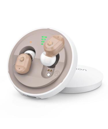 Autiphon Rechargeable Hearing Aids for Seniors Adults with Noise Cancelling, 1 Week Backup Power, U01, Beige, Pair