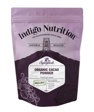Indigo Herbs Organic Cacao Powder 500g | Theobroma Cacao | Vegan & Pure | Unrefined & Unsweetened | Dairy & GMO Free 500 g (Pack of 1)